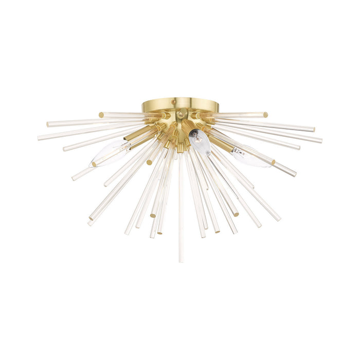 Livex Lighting 41250-12 Four Light Ceiling Mount, Satin Brass