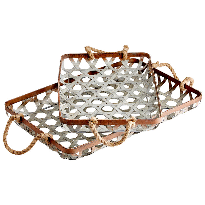 Cyan 09850 Tray, Galvanized And Jute