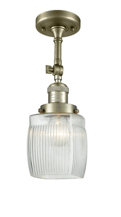 Innovations 201F-AB-G302 One Light Semi-Flush Mount, Antique Brass