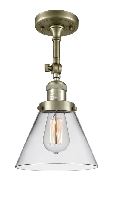 Innovations 201F-AB-G42 One Light Semi-Flush Mount, Antique Brass