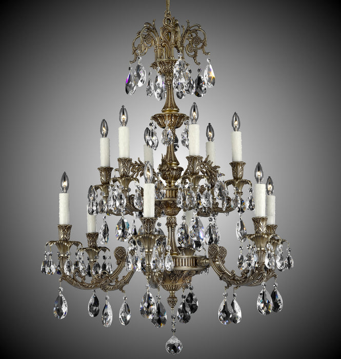 American Brass & Crystal CH2007-O-03G-PI 12 Light Chandelier, French Gold Glossy