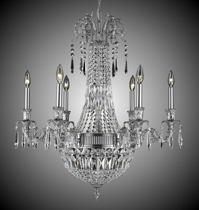 American Brass & Crystal CH2141-P-07G-08G-ST Nine Light Chandelier, Satin Nickel w/ Silver Accents