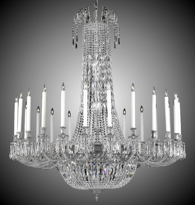 American Brass & Crystal CH2344-P-07G-08G-PI 24 Light Chandelier, Satin Nickel w/ Silver Accents
