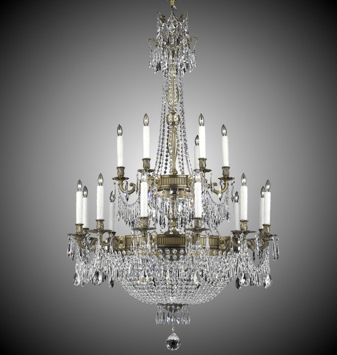 American Brass & Crystal CH8162-P-02G-PI 33 Light Chandelier, Antique Black Glossy
