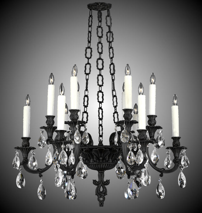 American Brass & Crystal CH9015-O-05S-PI 12 Light Chandelier, Old Bronze Satin