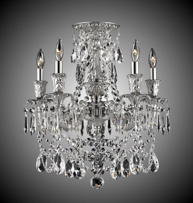 American Brass & Crystal FM2065-O-08G-ST Five Light Flush Mount, Silver