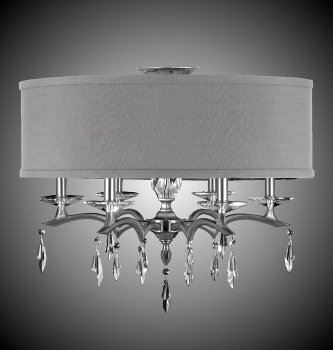 American Brass & Crystal FM5623-G-37G-ST-GL Six Light Flush Mount, Pewter