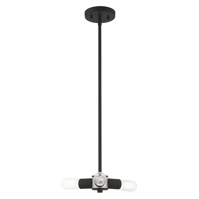 Livex Lighting 51133-04 Three Light Mini Chandelier, Black w/ Brushed Nickels