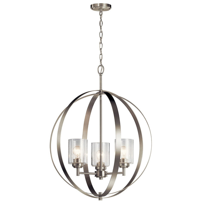 Kichler 44034NI Three Light Chandelier, Brushed Nickel