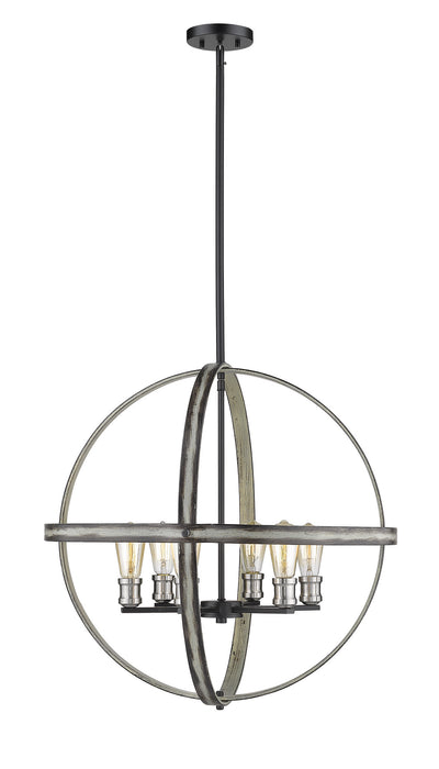 Z-Lite 472B26-ABB Six Light Chandelier, Ashen Barnboard