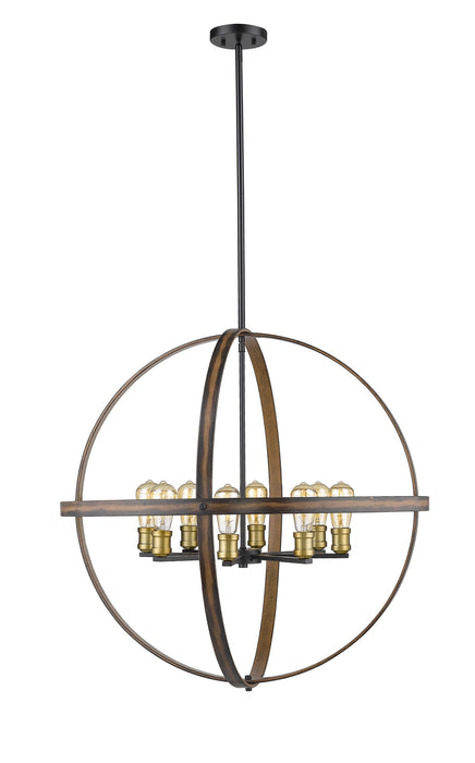 Z-Lite 472B32-RM Eight Light Chandelier, Rustic Mahogany