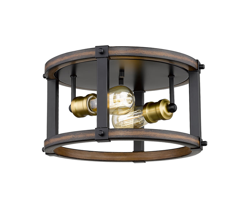 Z-Lite 472F2R-RM Two Light Flush Mount, Rustic Mahogany