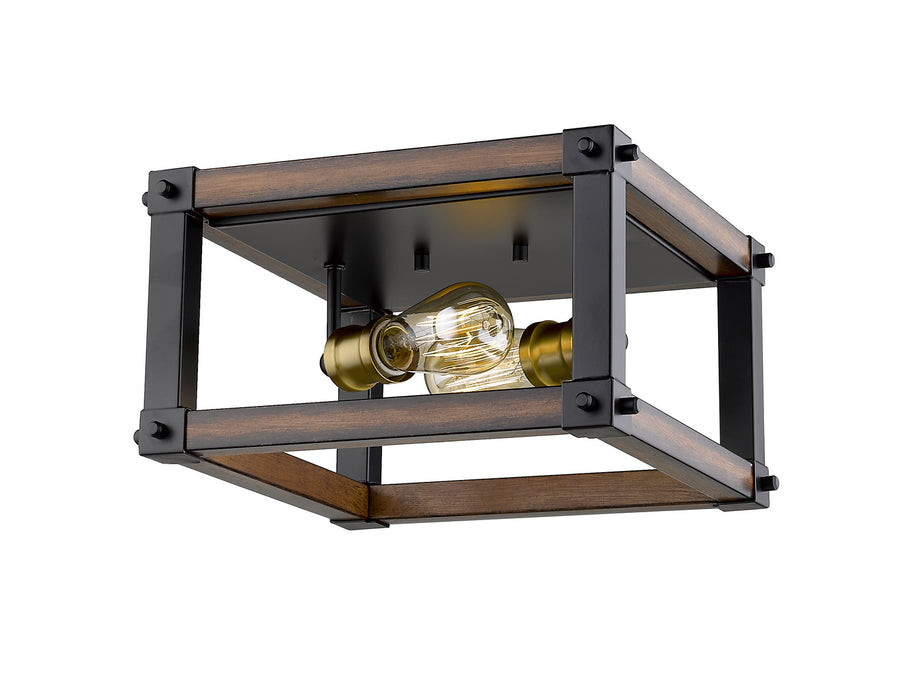 Z-Lite 472F2S-RM Two Light Flush Mount, Rustic Mahogany