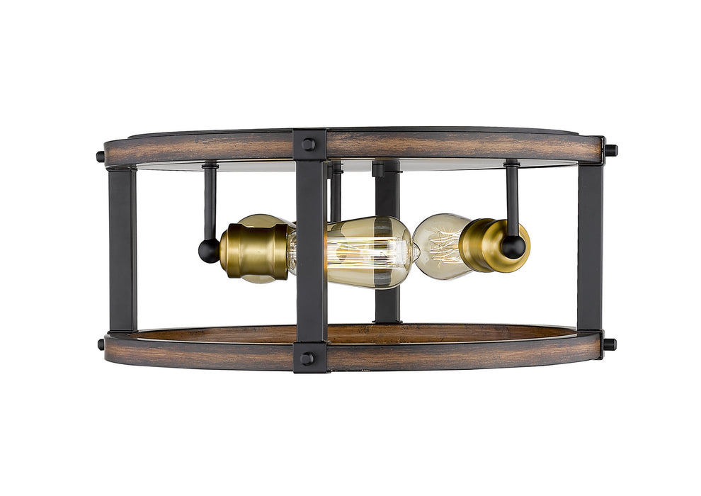 Z-Lite 472F3R-RM Three Light Flush Mount, Rustic Mahogany