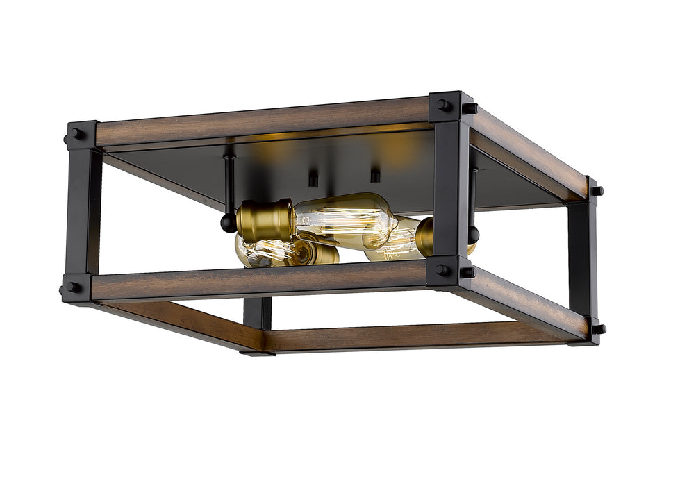 Z-Lite 472F3S-RM Three Light Flush Mount, Rustic Mahogany