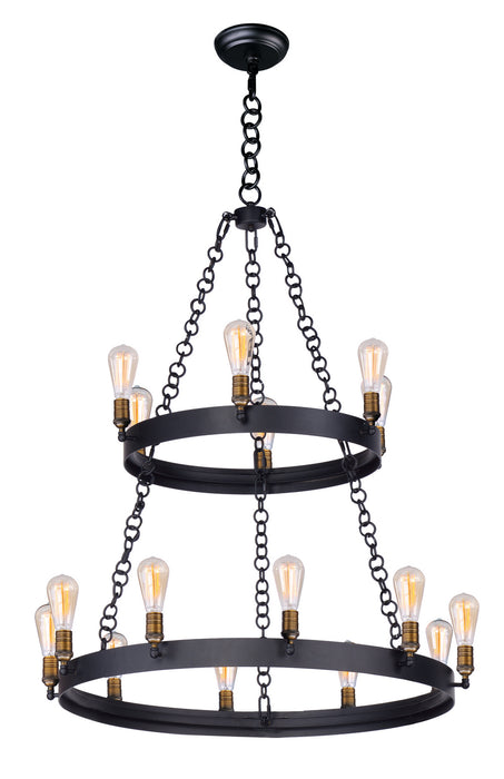 Maxim 26277BKNAB 16 Light Chandelier, Black / Natural Aged Brass