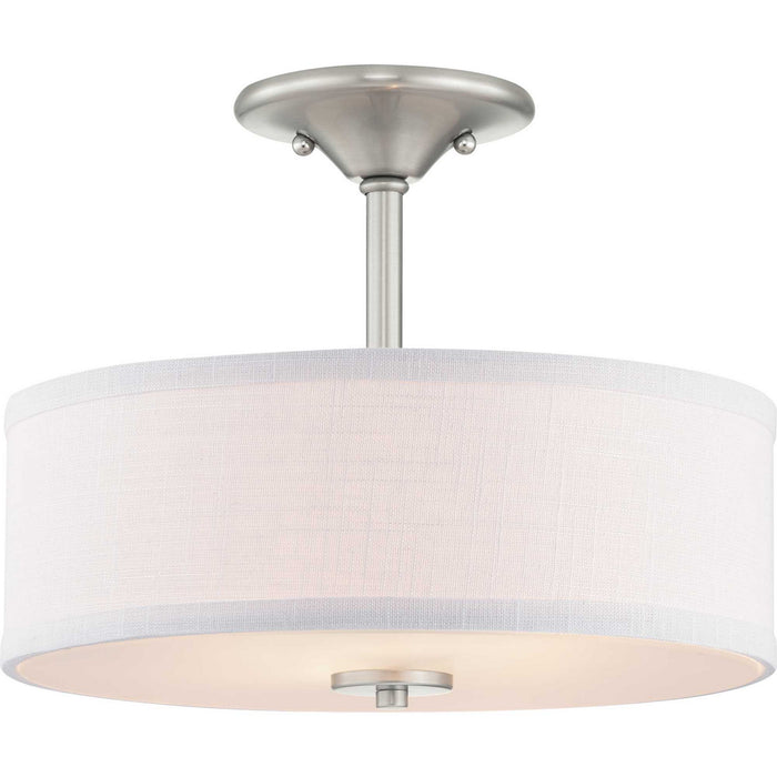 Progress Lighting P350129-009 Two Light Semi-Flush Mount, Brushed Nickel