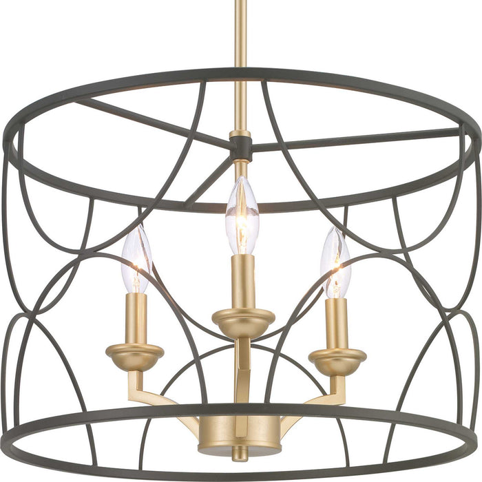 Progress Lighting P400177-031 Three Light Chandelier, Black