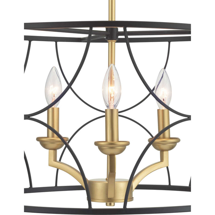 Progress Lighting P400177-031 Three Light Chandelier, Black
