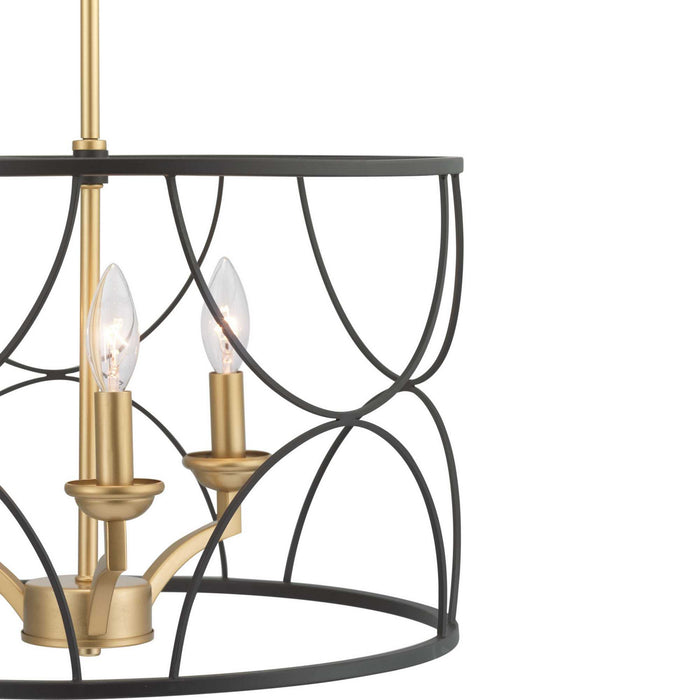 Progress Lighting P400177-031 Three Light Chandelier, Black