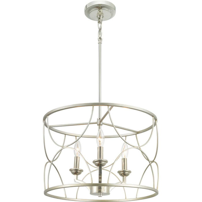 Progress Lighting P400177-134 Three Light Chandelier, Silver Ridge