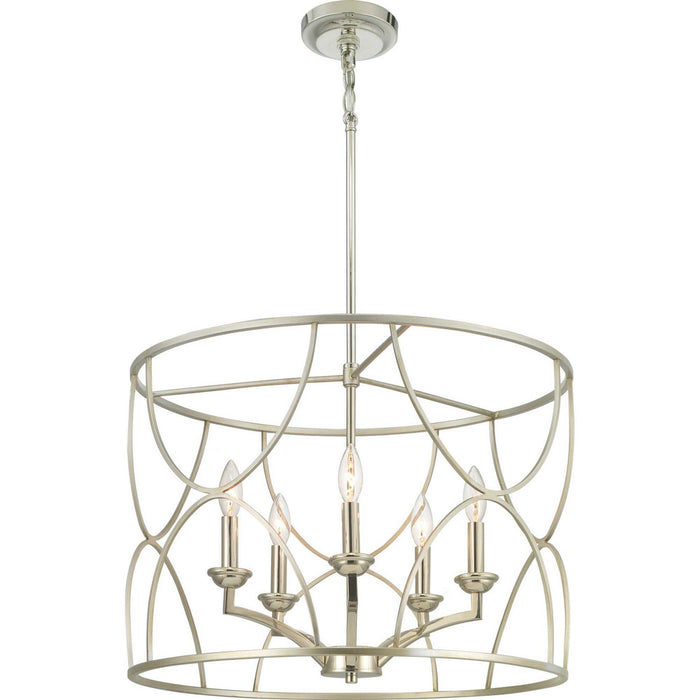 Progress Lighting P400178-134 Five Light Chandelier, Silver Ridge