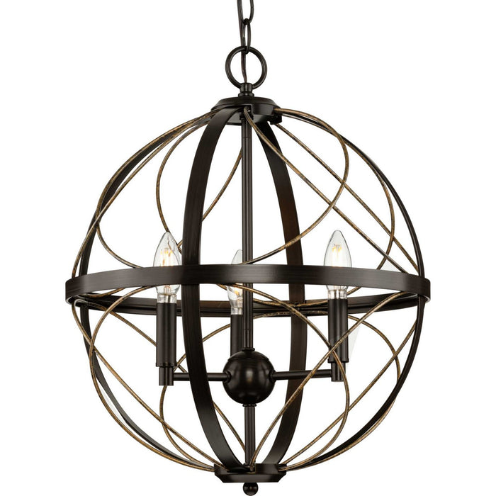 Progress Lighting P500068-020 Three Light Pendant, Antique Bronze