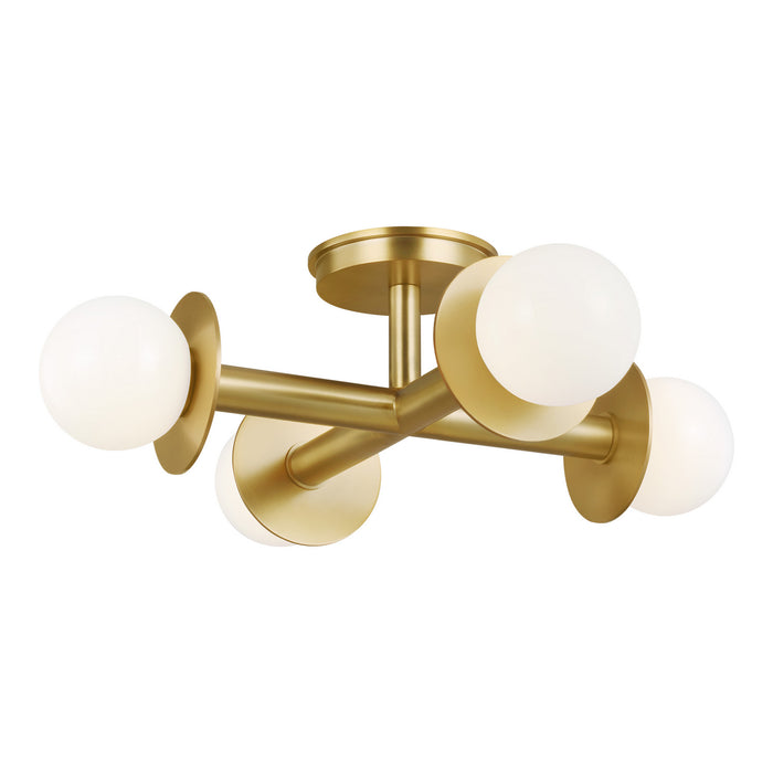 Visual Comfort Studio KF1034BBS Four Light Flush Mount, Burnished Brass