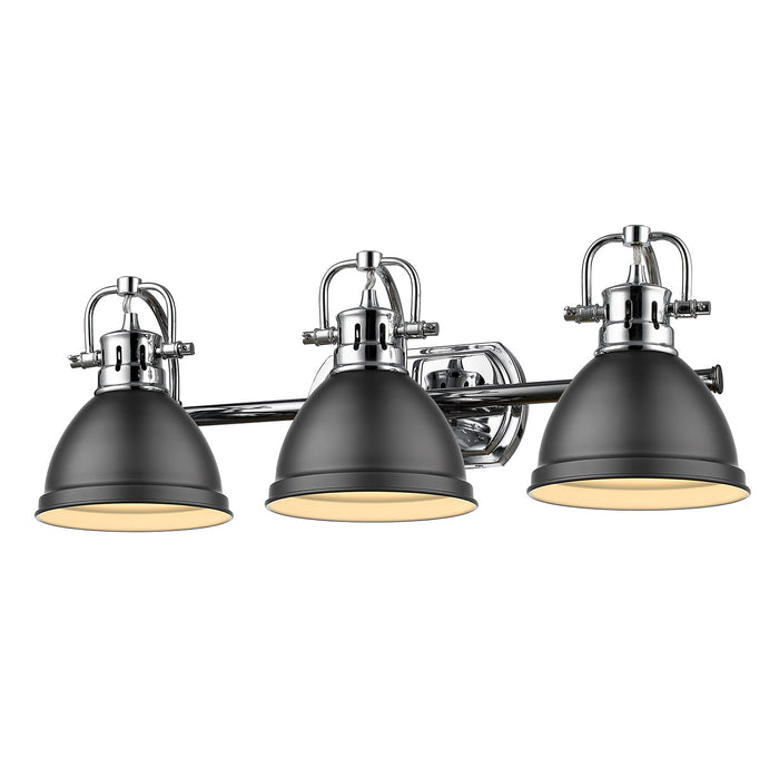 Golden 3602-BA3 CH-BLK Three Light Bath Vanity, Chrome