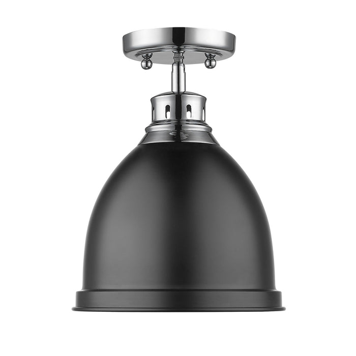 Golden 3602-FM CH-BLK One Light Flush Mount, Chrome