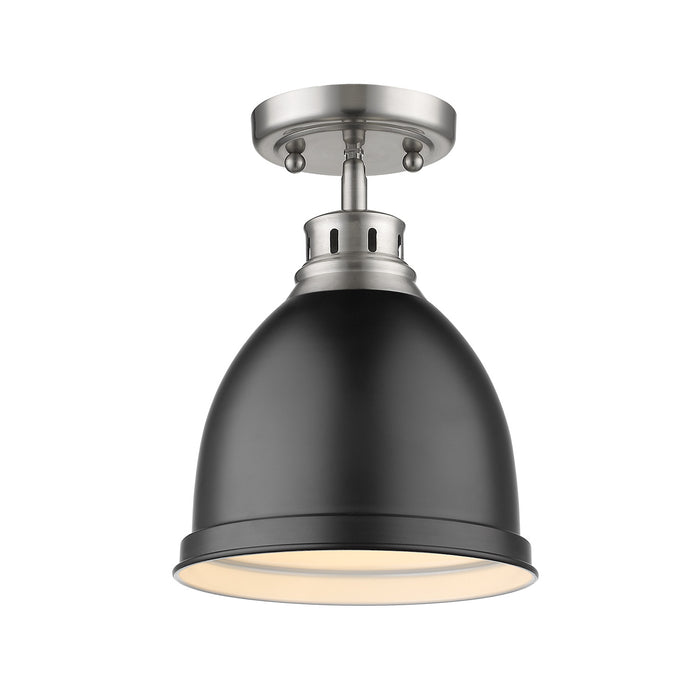 Golden 3602-FM PW-BLK One Light Flush Mount, Pewter