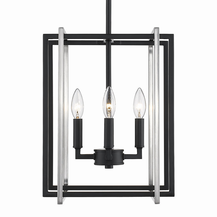 Golden 6070-4 BLK-PW Four Light Chandelier, Matte Black
