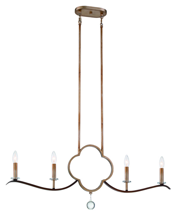 Minka-Lavery 4834-690 Four Light Island Pendant, Pale Gold With Distressed Bron
