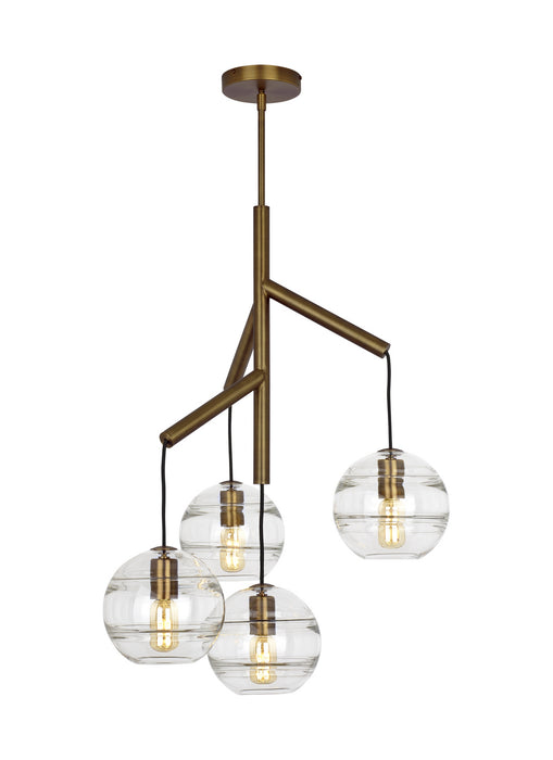 Visual Comfort Modern 700SDNMPR1CR-LED927 LED Chandelier, Aged Brass