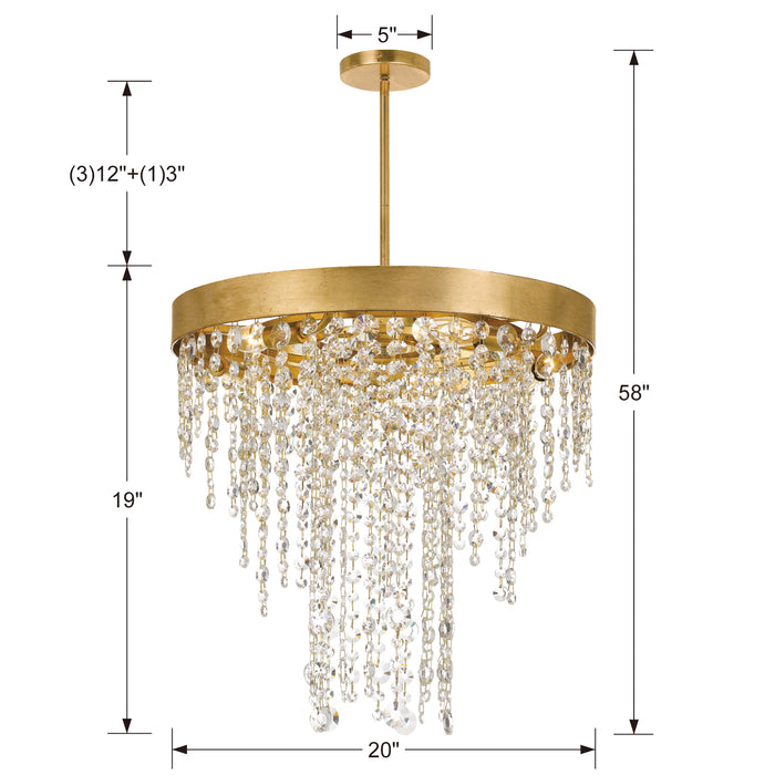 Crystorama WIN-615-GA-CL-MWP Five Light Chandelier, Antique Gold