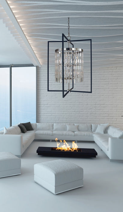 Framburg 5338 BN/MBLACK Ten Light Foyer Chandelier, Brushed Nickel/Matte Black