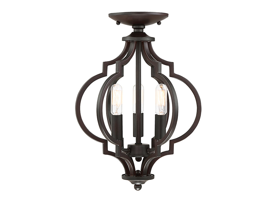Meridian M60055ORB Three Light Semi-Flush Mount, Oil Rubbed Bronze