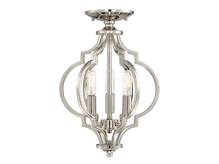 Meridian M60055PN Three Light Semi-Flush Mount, Polished Nickel