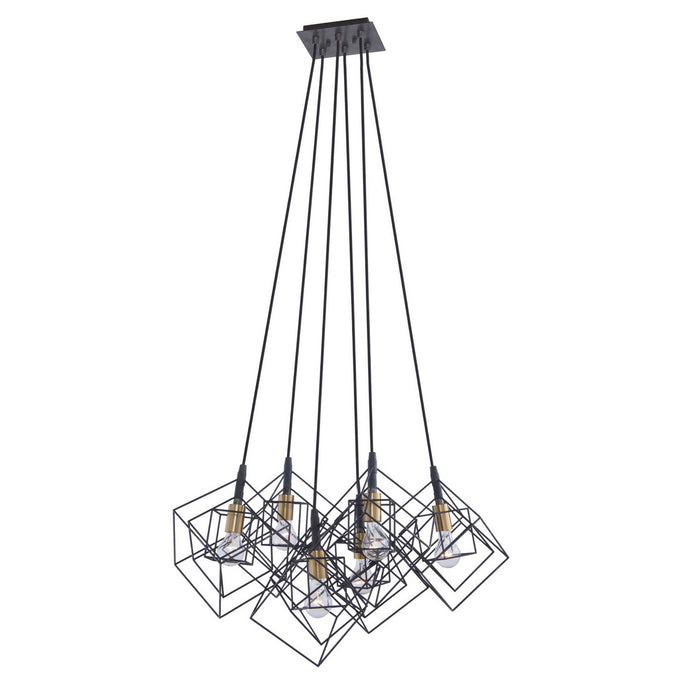 Artcraft AC11119 Six Light Chandelier, Matte Black & Harvest Brass