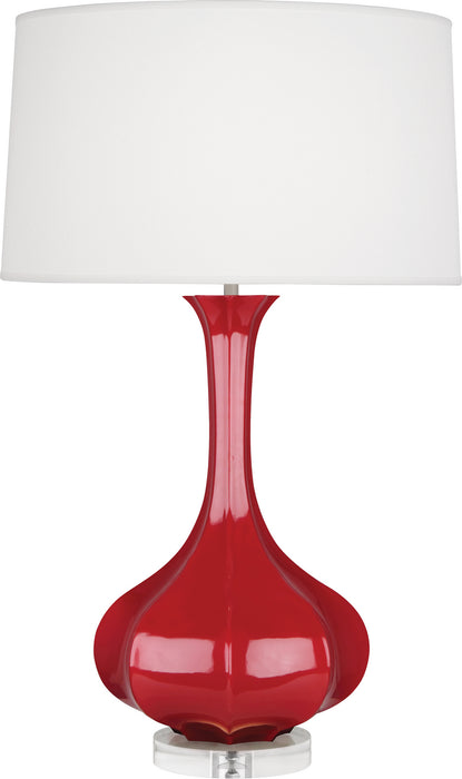 Robert Abbey RR996 One Light Table Lamp, Ruby Red Glazed Ceramic w/Lucite