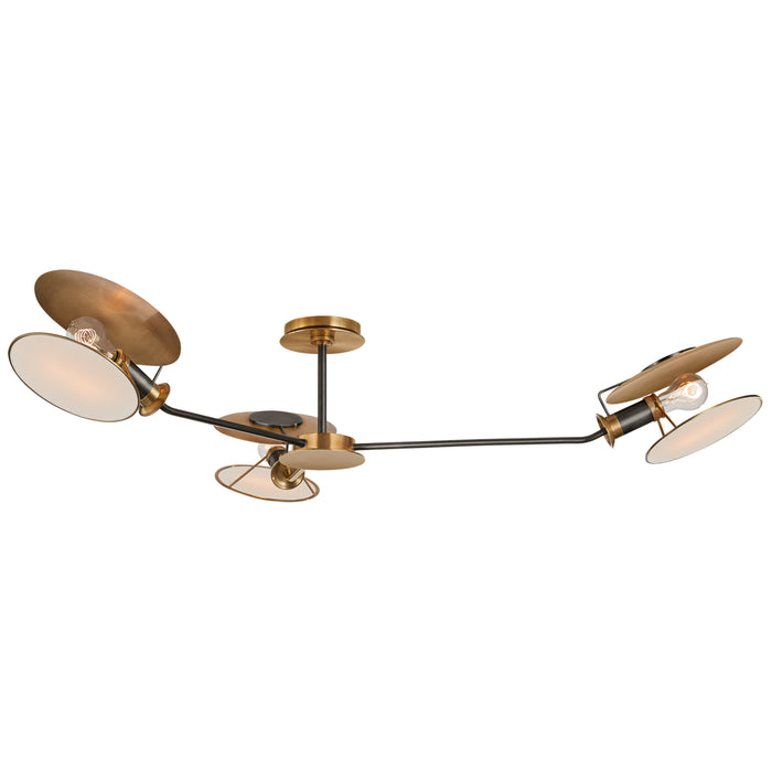 Visual Comfort Signature TOB 4291BZ/HAB-L Three Light Semi-Flush Mount, Bronze with Antique Brass