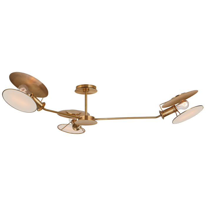 Visual Comfort Signature TOB 4291HAB-L Three Light Semi-Flush Mount, Hand-Rubbed Antique Brass