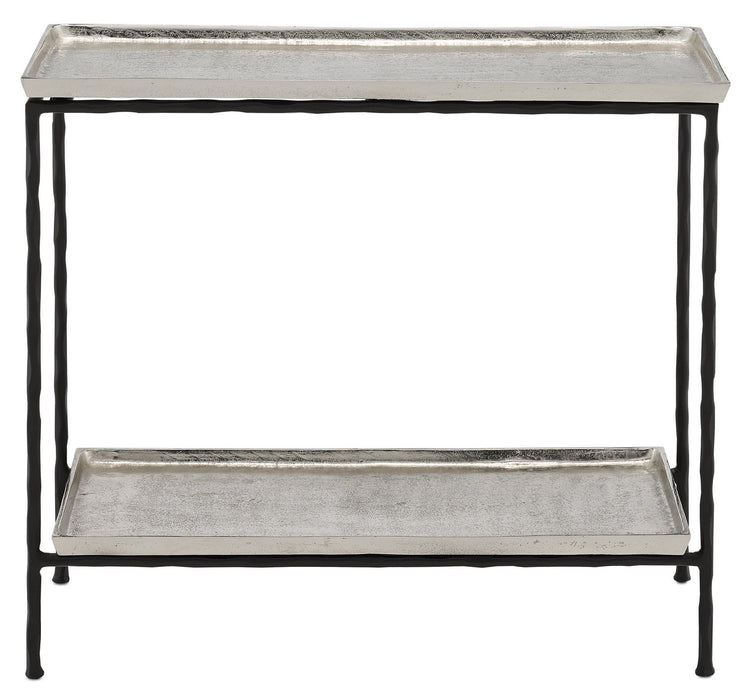 Currey and Company 4000-0061 Side Table, Antique Silver/Black
