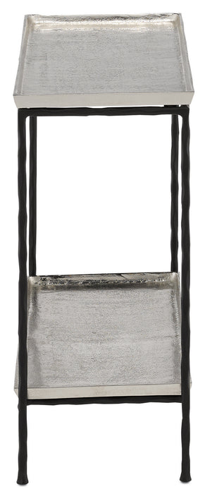 Currey and Company 4000-0061 Side Table, Antique Silver/Black