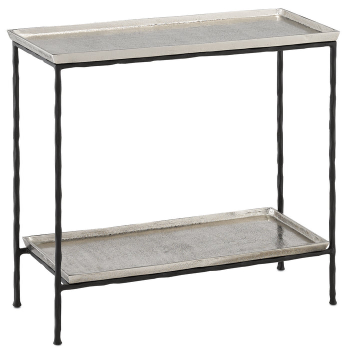 Currey and Company 4000-0061 Side Table, Antique Silver/Black