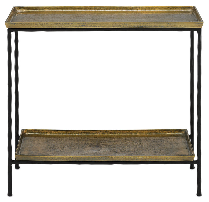 Currey and Company 4000-0060 Side Table, Antique Brass/Black