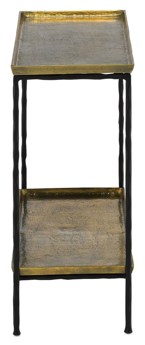 Currey and Company 4000-0060 Side Table, Antique Brass/Black