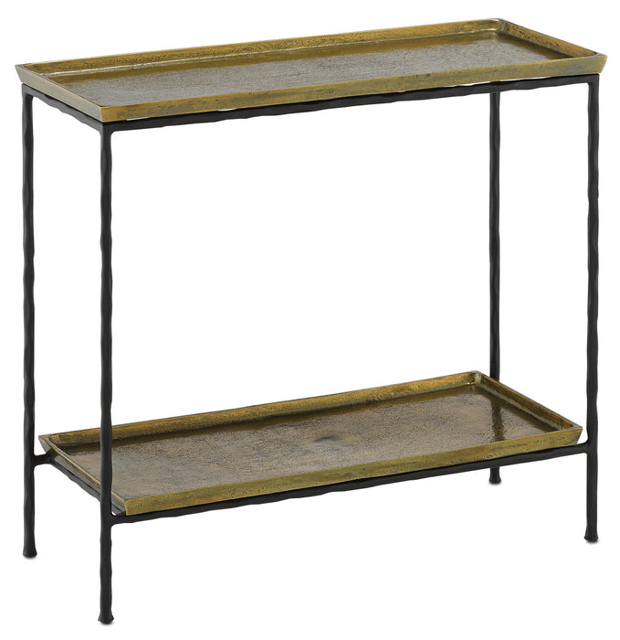 Currey and Company 4000-0060 Side Table, Antique Brass/Black