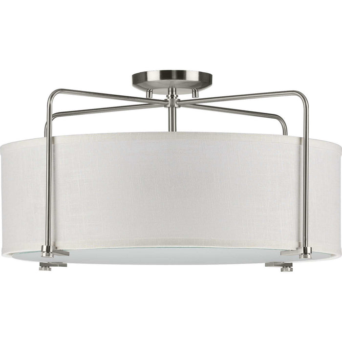 Progress Lighting P350110-009 Three Light Semi Flush Convertible, Brushed Nickel