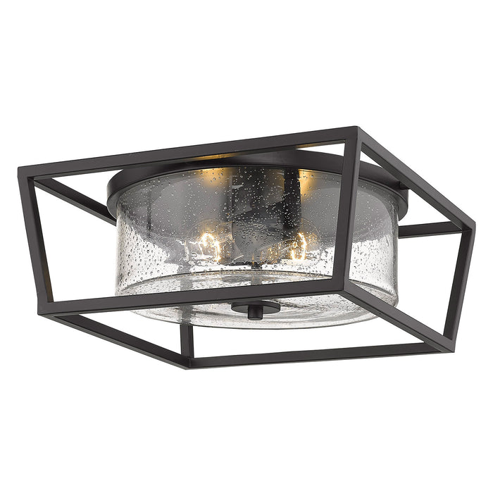 Golden 4309-FM BLK-BLK-SD Two Light Flush Mount, Matte Black